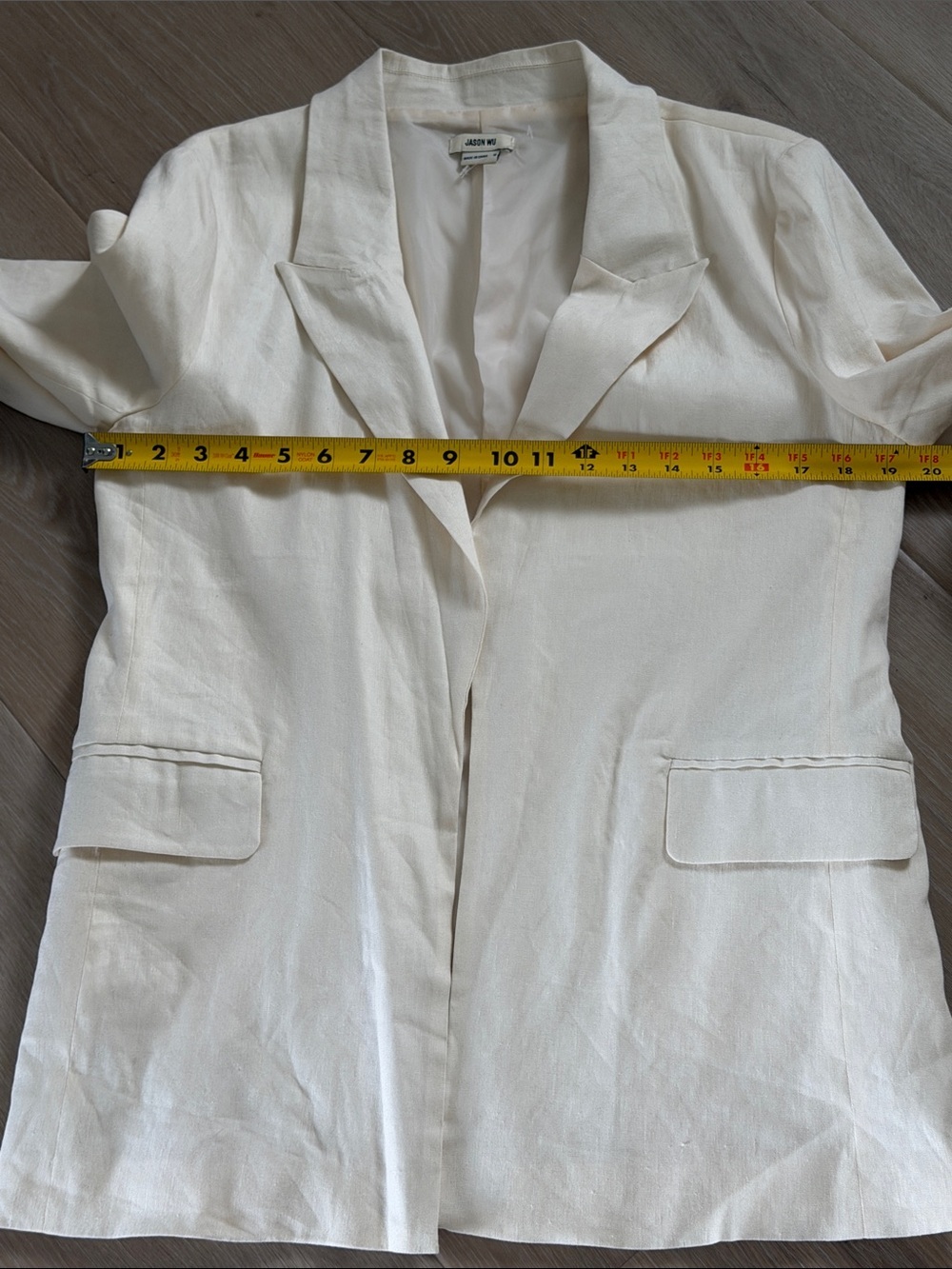 Jason Wu off-white linen blend blazer minimalist career jacket summer basic m - Picture 6 of 10